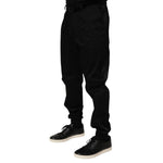 Dolce & Gabbana Black Cotton Stretch Casual Trouser Pants worn with casual sneakers.