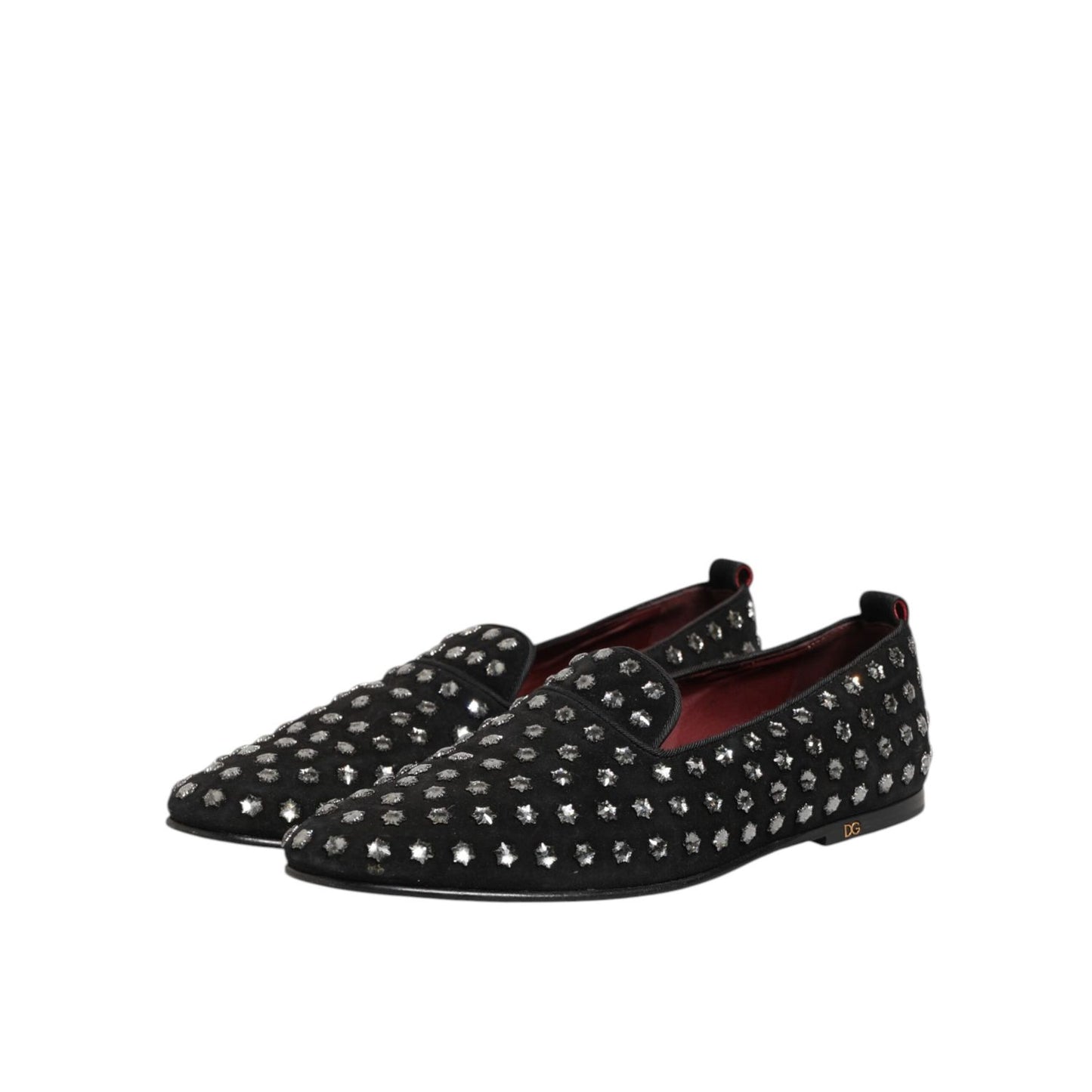 Dolce & Gabbana Black Crystal Embellished Loafers Dress Shoes