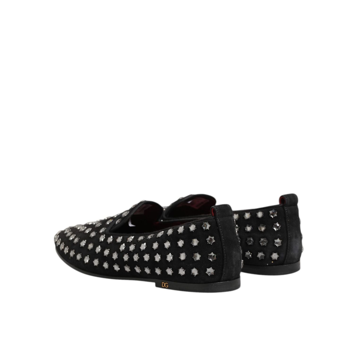 Dolce & Gabbana Black Crystal Embellished Loafers Dress Shoes