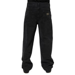 Dolce & Gabbana Black Denim Wide Leg Relaxed Fit Pants Jeans, back view with luxury logo plaque