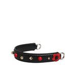 Dolce & Gabbana Black Embellished Leather Bag Handle Women Shoulder Strap with red and gold accents