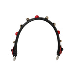 Dolce & Gabbana Black Embellished Leather Bag Handle Women Shoulder Strap with red and gold studs.