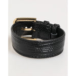 Dolce & Gabbana Black Embossed Leather Gold Buckle Belt Strap Bracelet featuring sleek design and refined gold-tone detailing