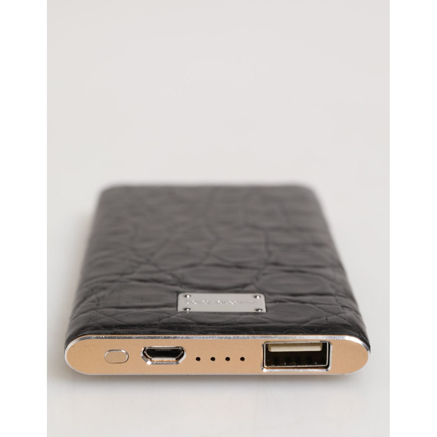 Dolce & Gabbana Black Exoctic Leather Embossed 3000mAh Power Bank Charger USB