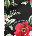 Dolce & Gabbana Black Floral Cotton Dress Formal Trouser Pants fabric pattern close-up.
