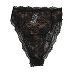 Dolce & Gabbana Black Floral Lace Mesh High Brief Panty Underwear featuring sheer floral lace and soft mesh design