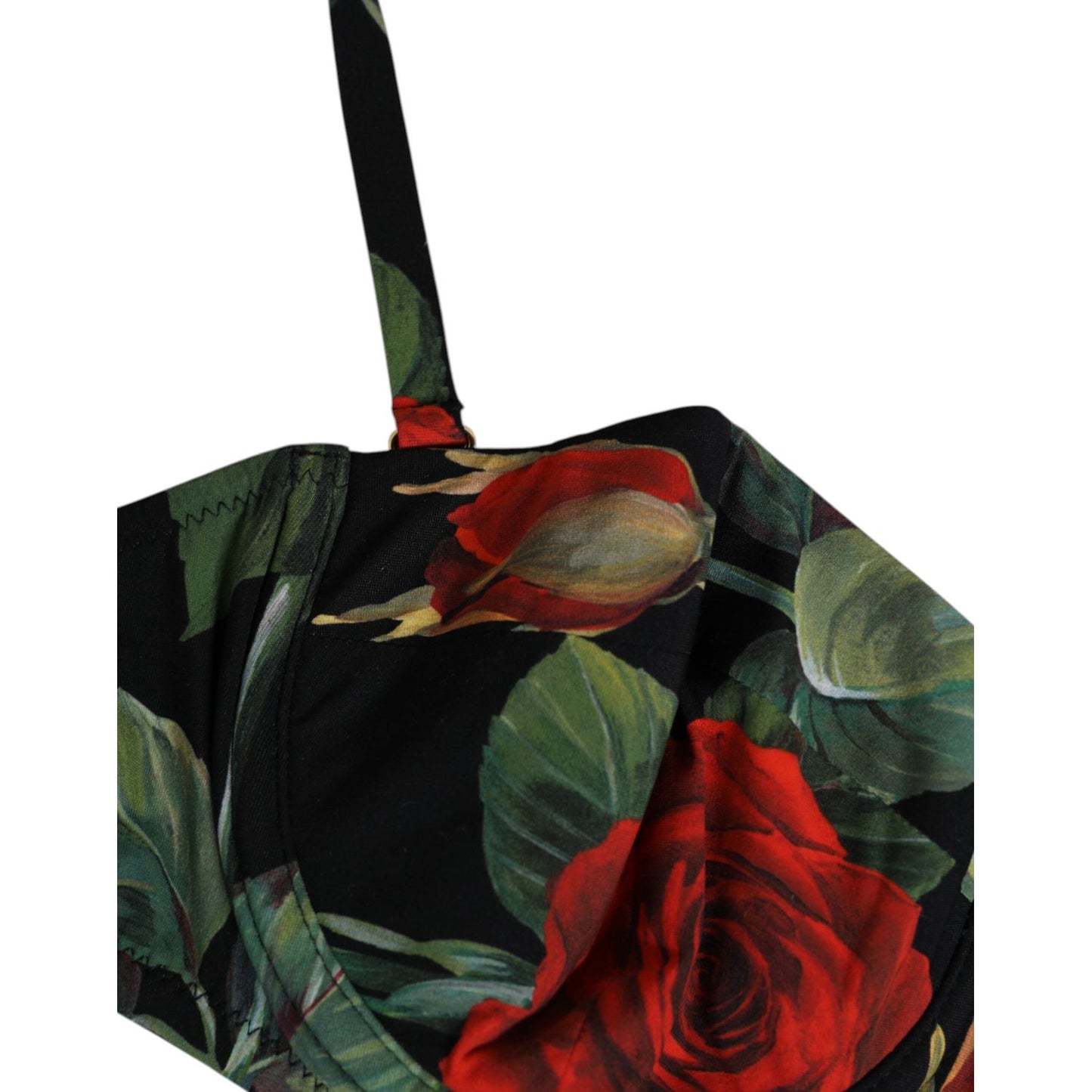 Dolce & Gabbana Black Floral Nylon Padded Balconnet Bra Underwear