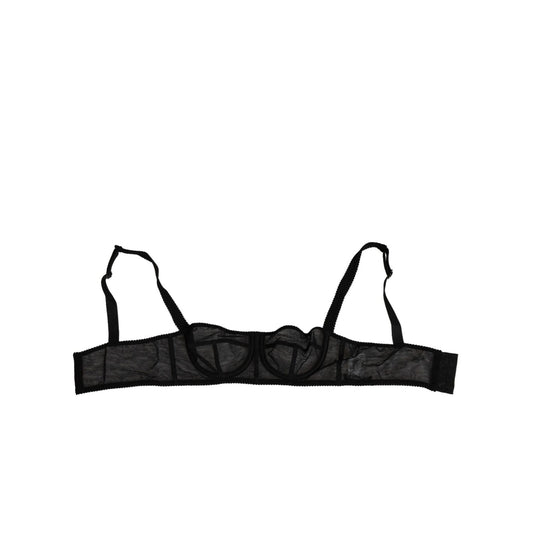 Dolce & Gabbana Black Floral Underwired Balconette Bra Underwear, featuring a stylish balconette design with floral details.