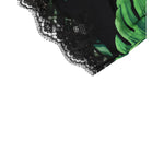 Dolce & Gabbana Black Green Tropical Print Lace Underwear with black lace and green leaf design
