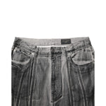 Dolce & Gabbana Black Grey Graphic Print Denim Pants Jeans with unique design and relaxed fit.