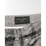 Dolce & Gabbana Black Grey Graphic Print Denim Pants Jeans with brand logo