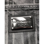 Close-up of Dolce & Gabbana Black Grey Graphic Print Denim Pants Jeans with logo plaque