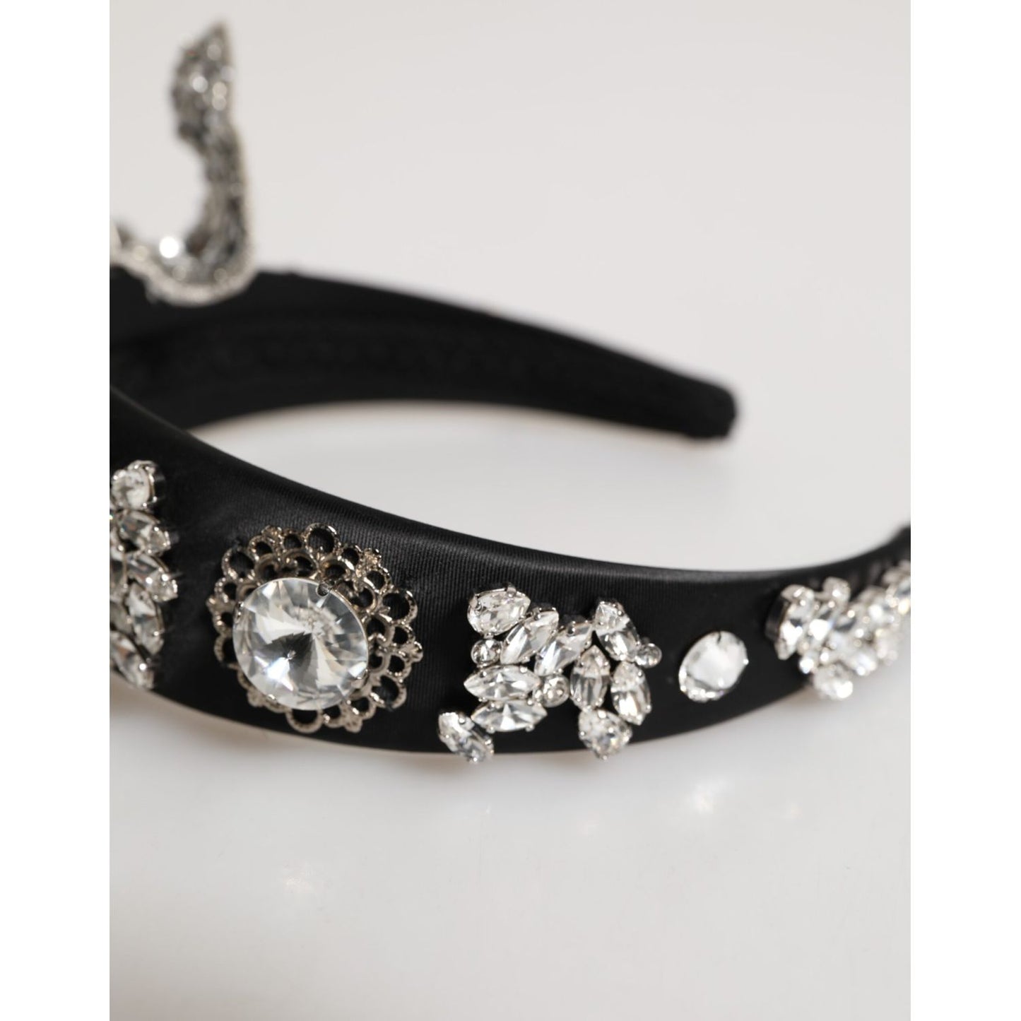 Dolce & Gabbana Black Hair Flower Crystal LIMONI Women Headband Diadem
