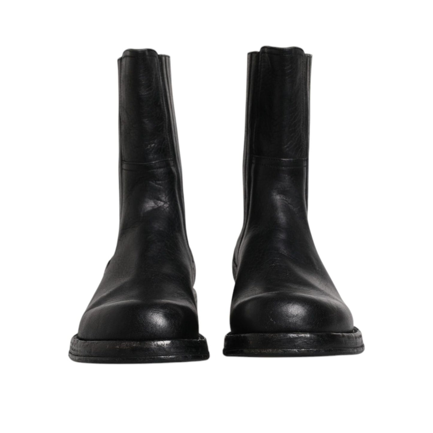 Dolce & Gabbana Black Horse Leather Mid Calf Boots Shoes