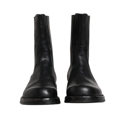 Dolce & Gabbana Black Horse Leather Mid Calf Boots Shoes