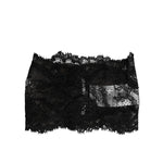 Dolce & Gabbana Black Lace Bandeau Bustier Top Sheer Stretch Underwear with scalloped edges and semi-sheer floral pattern.