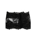 Dolce & Gabbana Black Lace Bandeau Bustier Top Sheer Stretch Underwear with floral lace and scalloped edges.