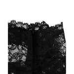Dolce & Gabbana Black Lace Bandeau Bustier Top Sheer Stretch Underwear with scalloped edges and side zip closure.