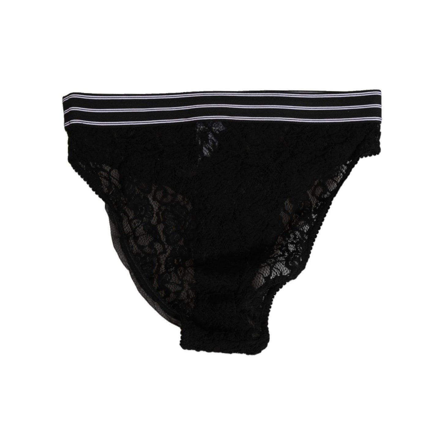 Dolce & Gabbana Black Lace Slip Brief Logo Waistband Underwear