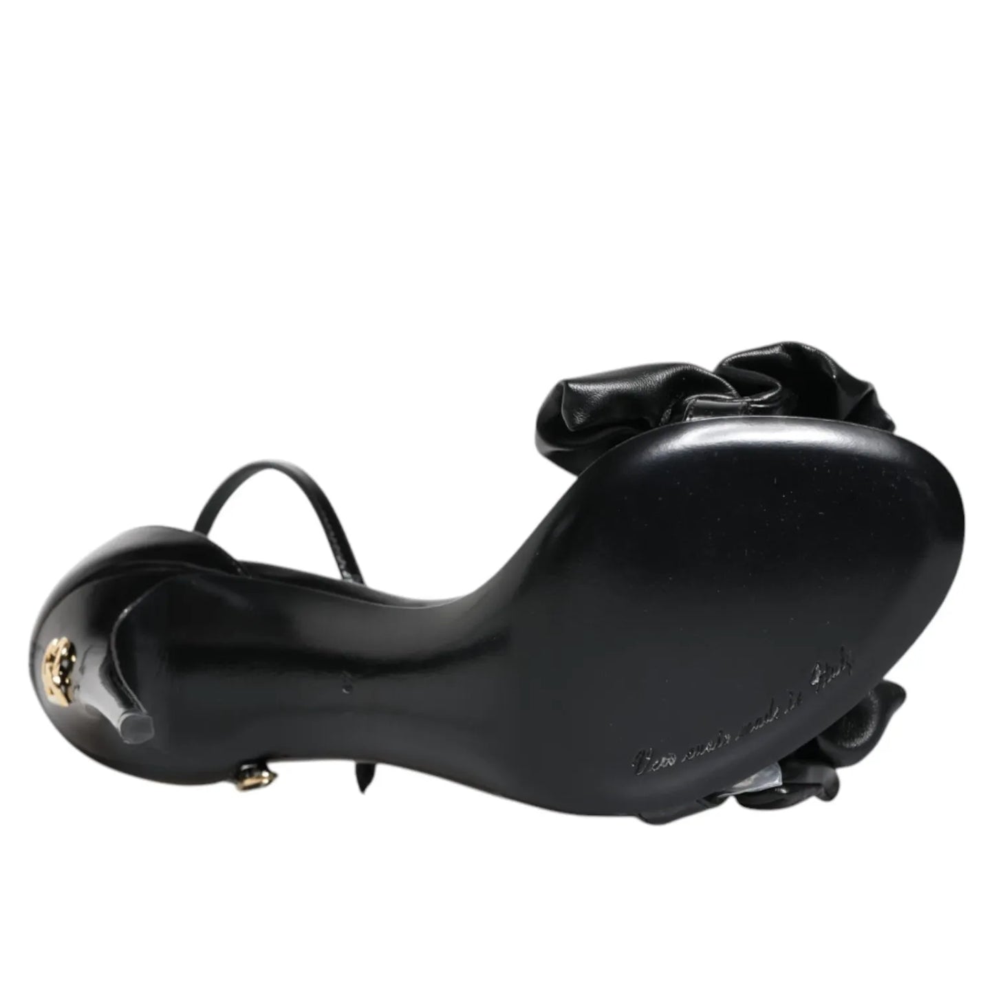 Dolce & Gabbana Black Leather Ankle Strap Heel Sandals Shoes