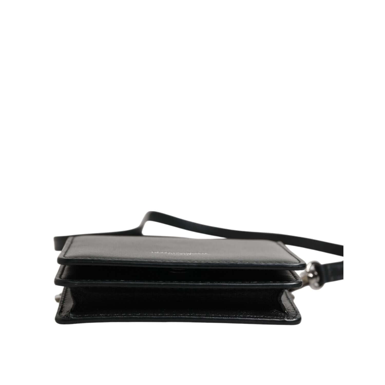 Dolce & Gabbana Black Leather Bifold Card Holder Crossbody Men Borse Bag