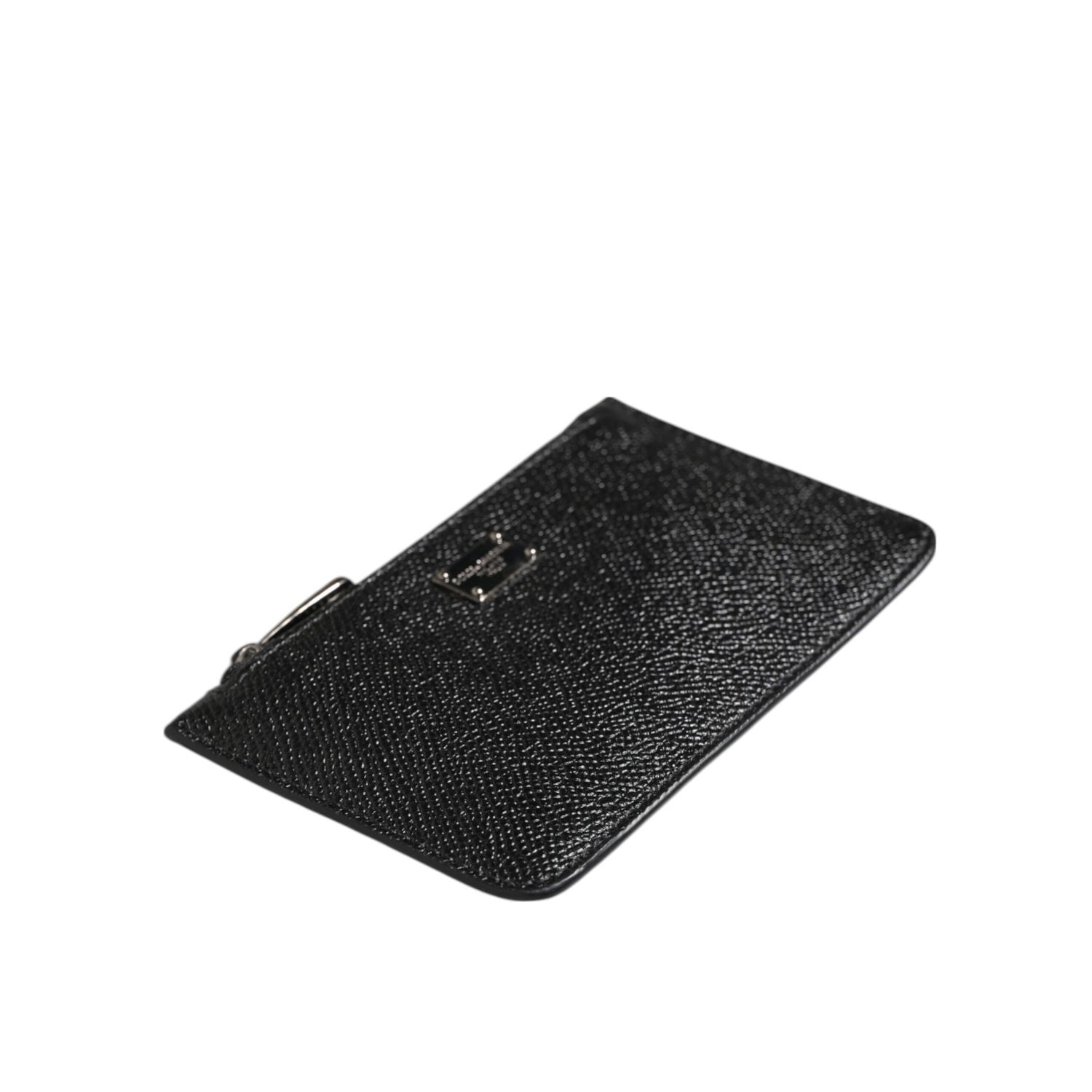 Dolce & Gabbana Black Leather Chain Link Mens Coin Purse Key Clip Holder Wallet