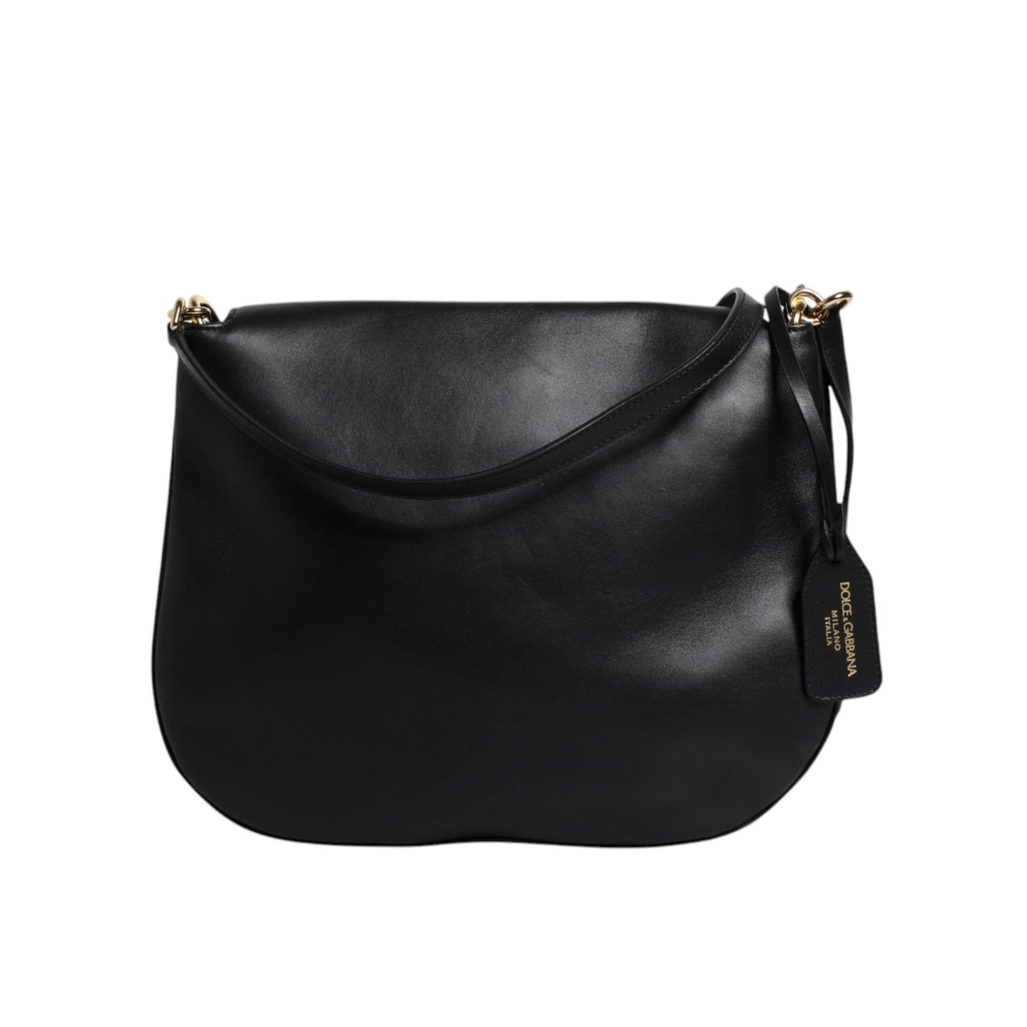 Dolce & Gabbana Black Leather Flap Saddle Shoulder Bag