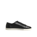 Dolce & Gabbana Black Leather Lace Up Low Top Sneakers Shoes with rubber sole and logo detail, made in Italy.
