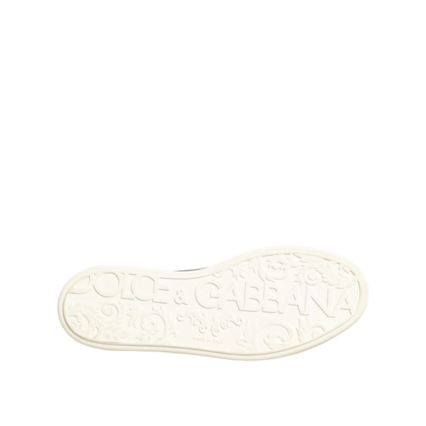 Dolce & Gabbana Black Leather Lace Up Low Top Sneakers Shoes showing embossed sole design