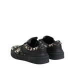 Dolce & Gabbana Black Leather Studded Low Top Sneakers Shoes with metal studs and rubber sole, showcasing luxury Italian craftsmanship.