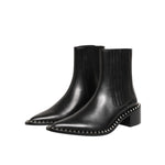 Dolce & Gabbana Black Leather Studded Men Short Boots Shoes sleek silhouette with studded detailing and craftsmanship