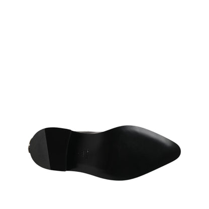 Dolce & Gabbana Black Leather Studded Men Short Boots Shoes