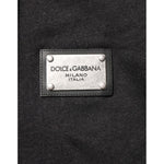 Dolce & Gabbana Black Logo FullZip Hooded Sweatshirt Sweater with iconic logo patch close-up