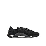 Dolce & Gabbana Black Logo Lace Low Top NS1 Sneaker Shoes with logo detailing, modern design, and lace-up closure.