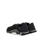 Dolce & Gabbana Black Logo Lace Low Top NS1 Sneaker Shoes with modern design, rear view of black sneakers, flexible stylish footwear.