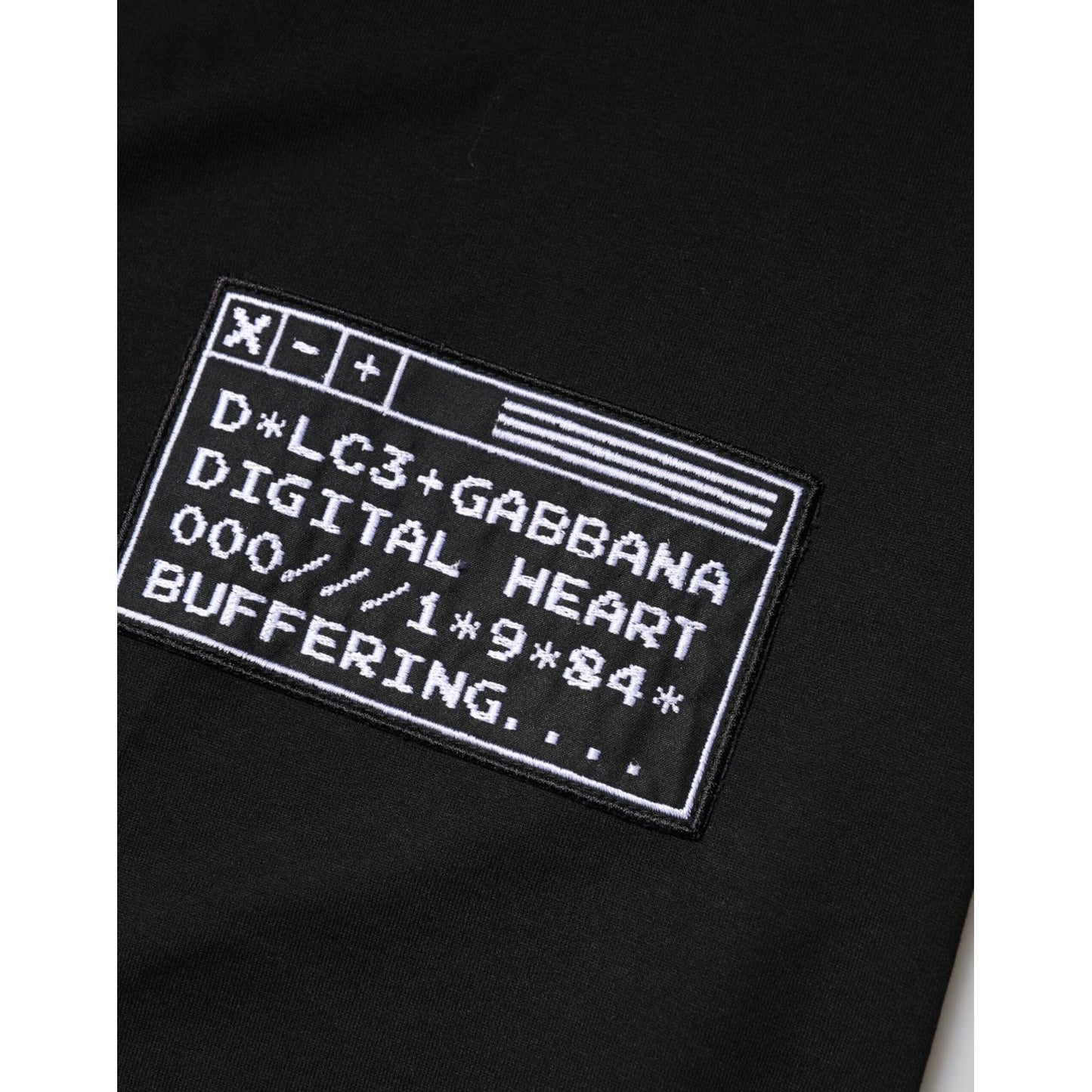 Dolce & Gabbana Black Logo Patch Cotton Crew Neck T-shirt