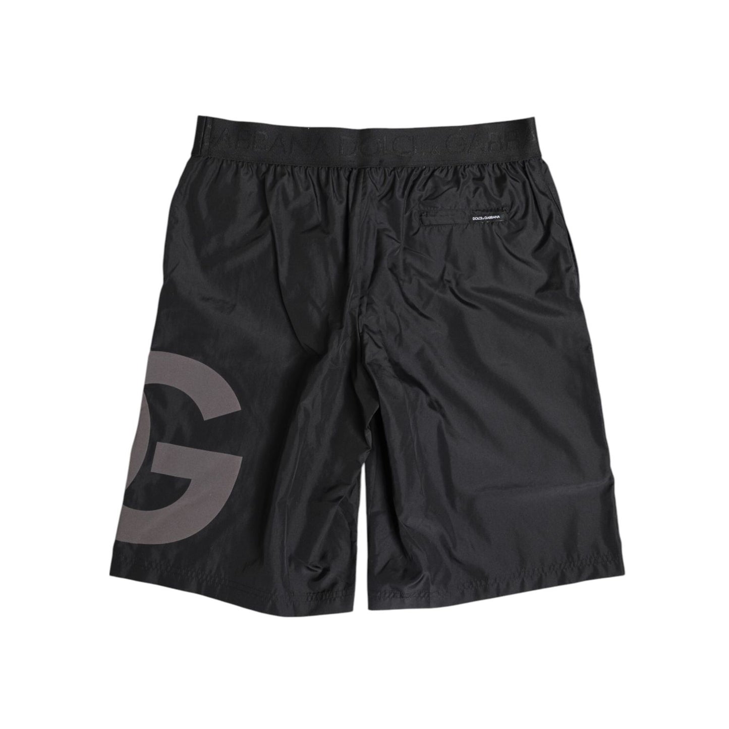 Dolce & Gabbana Black Logo Print Beachwear Men Shorts Swimwear