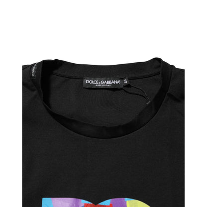 Dolce & Gabbana Black Logo Print Cotton Men Crew Neck T-shirt