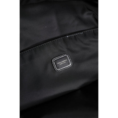 Dolce & Gabbana Black Logo Tape Polyamide School Travel Backpack Bag