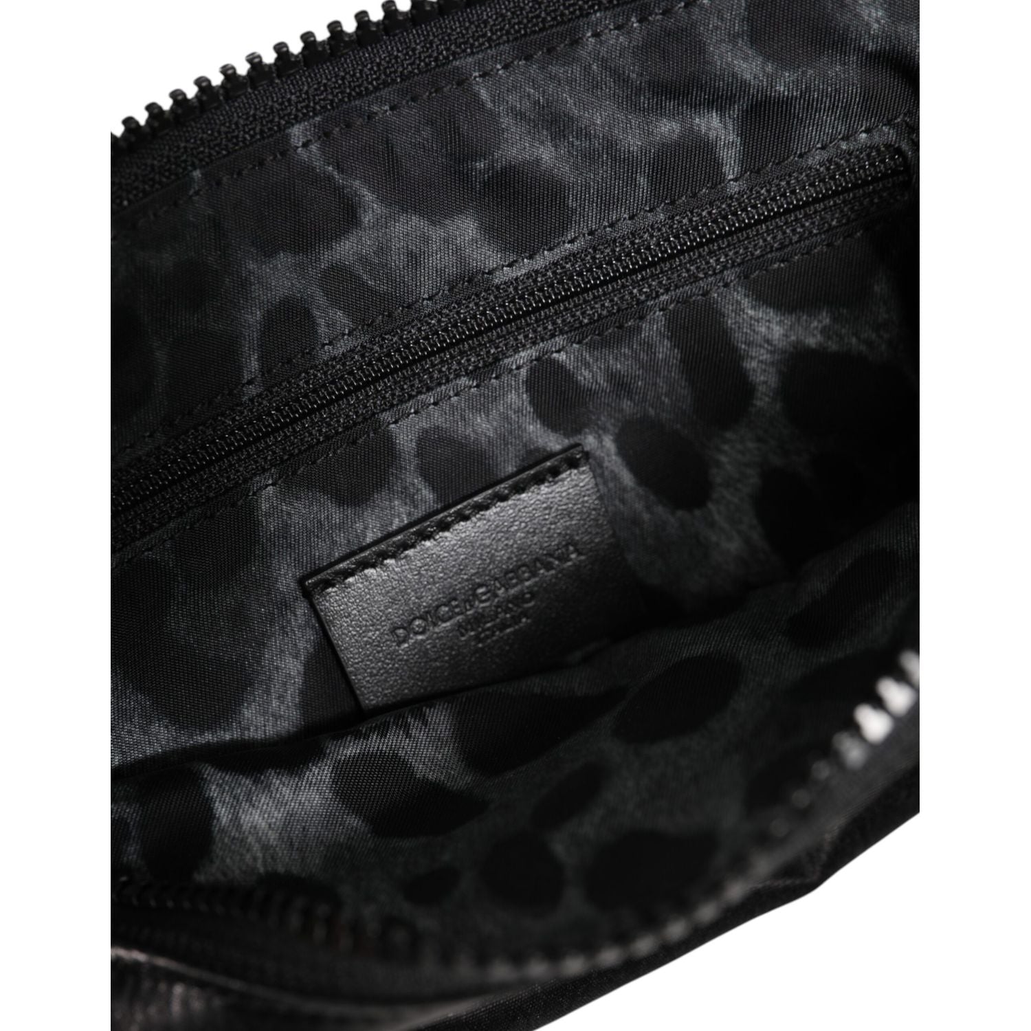 Dolce & Gabbana Black Nylon Logo Plaque Keyring Pouch Clutch Bag