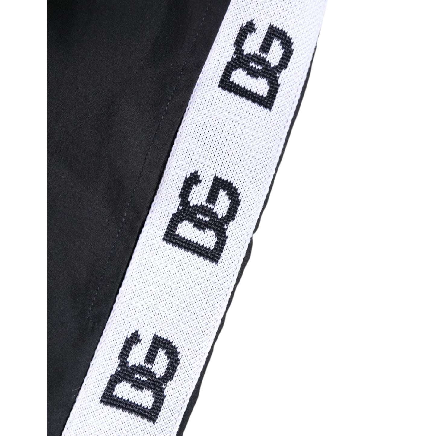 Dolce & Gabbana Black Nylon Side Logo Tape Shorts Swimwear with logo detail on side tape
