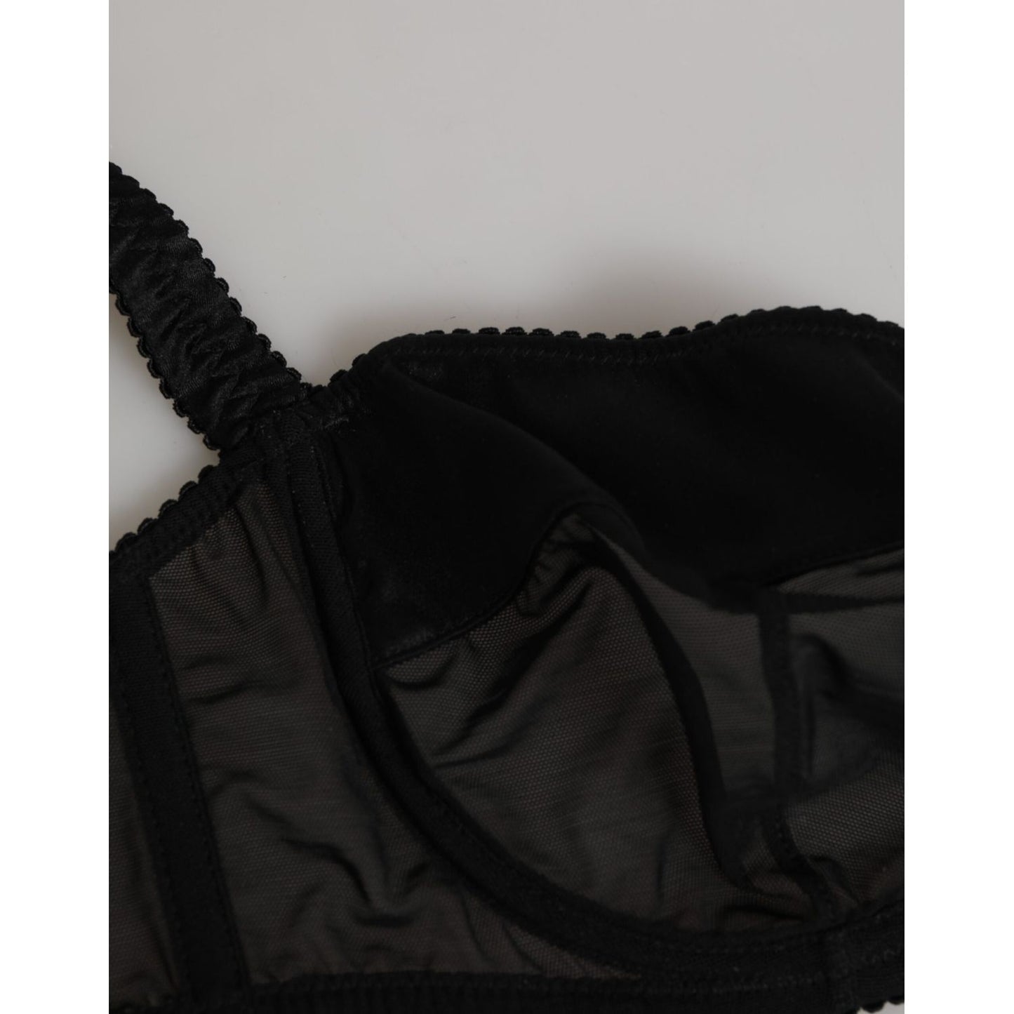 Dolce & Gabbana Black Nylon Underwired Balconette Bra Underwear