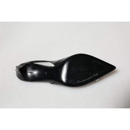 Dolce & Gabbana Black Patent Leather Crystal Slingback Shoes