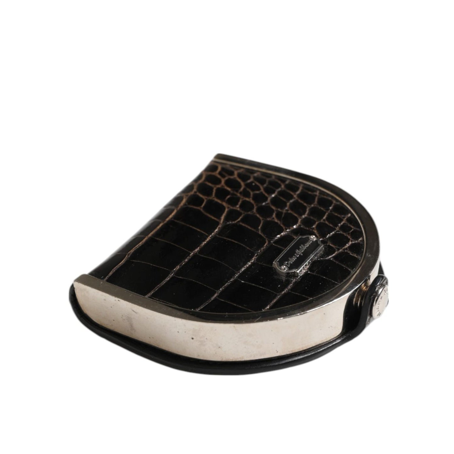 Dolce & Gabbana Black Polished Crocodile Leather Mens Coin Purse Wallet