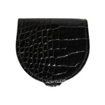 Dolce & Gabbana Black Polished Crocodile Leather Mens Coin Purse Wallet in genuine American alligator leather with metal snap closure.