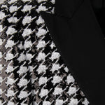 Dolce & Gabbana Black Polyester Blazer with houndstooth sequin fabric and peak lapel detail.