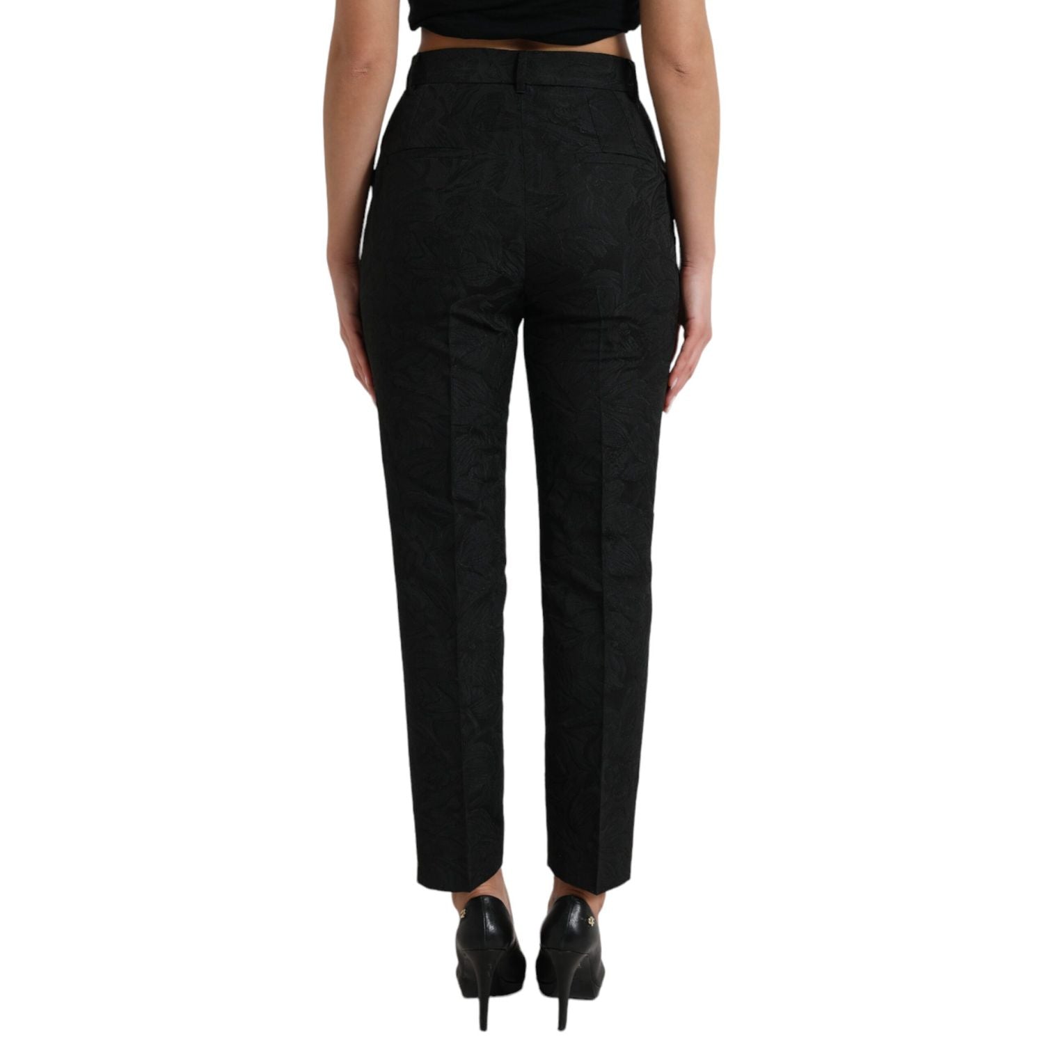 Dolce & Gabbana Black Polyester High Waist Tapered Pants
