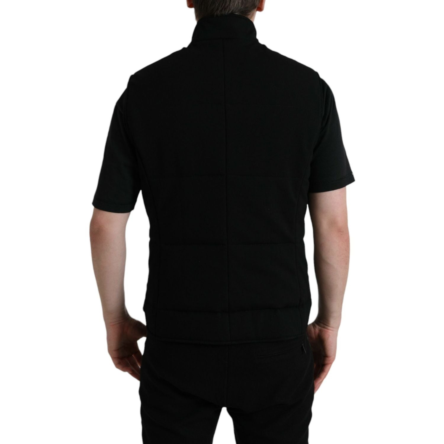 Dolce & Gabbana Black Rayon Buttoned Vest Logo Jacket