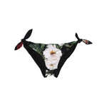Dolce & Gabbana Black Side Tie Floral Bikini Bottom Swimwear with floral print and adjustable ties, made in Italy, 100% authentic.