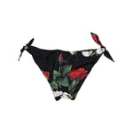 Dolce & Gabbana Black Side Tie Floral Bikini Bottom Swimwear with colorful floral pattern and adjustable side ties.
